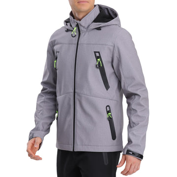 RYLY rexperformance men's softshell hooded jacket front view shows windproof protection for outdoor activities