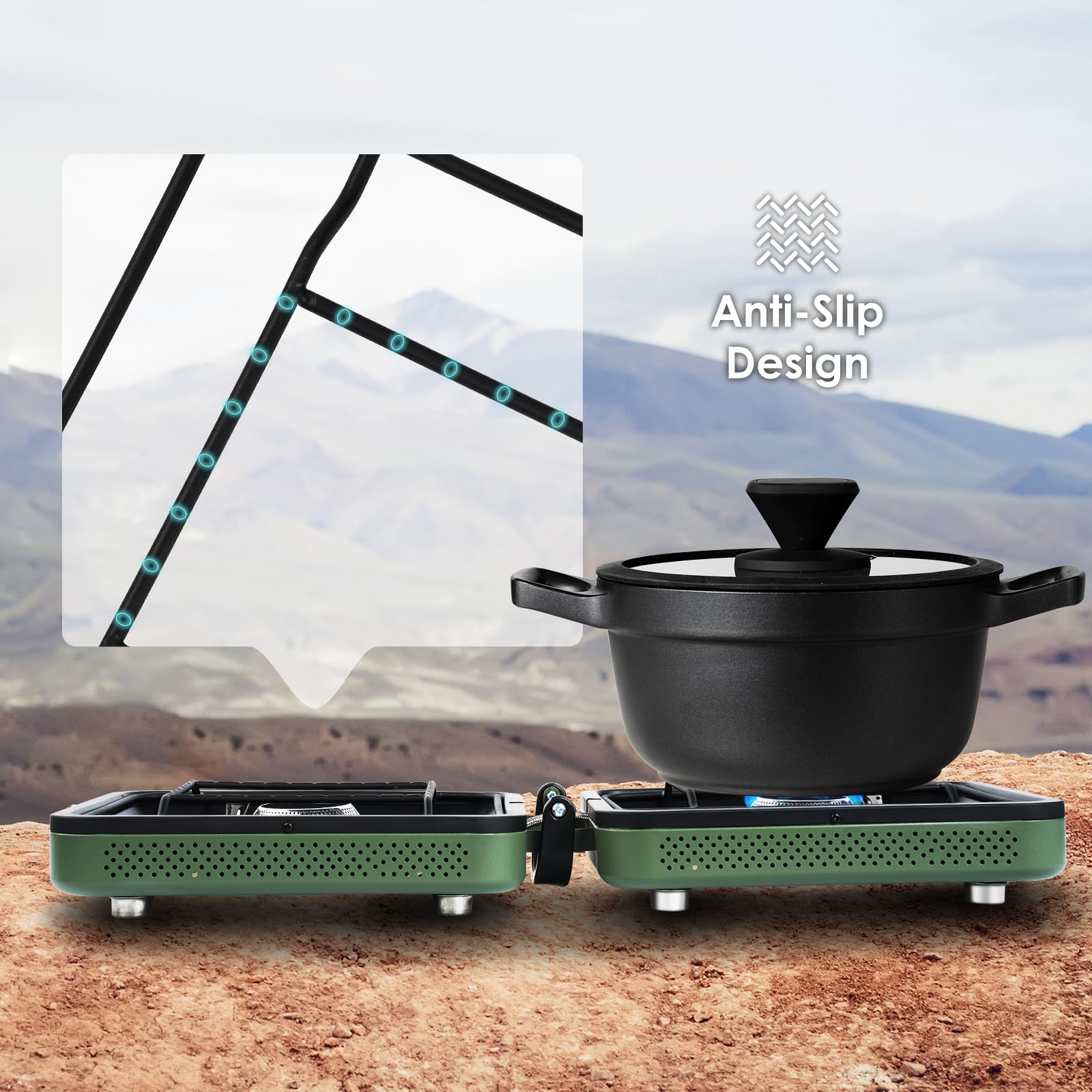 RexTact high-output dual burners deliver fast outdoor cooking.