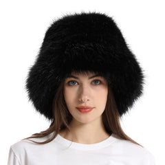 Reyox faux fur fisherman's cap showing cozy lining and adjustable fit for outdoors