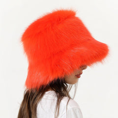 Reyox fuzzy bucket hat close-up fabric, plush warmth and easy care.