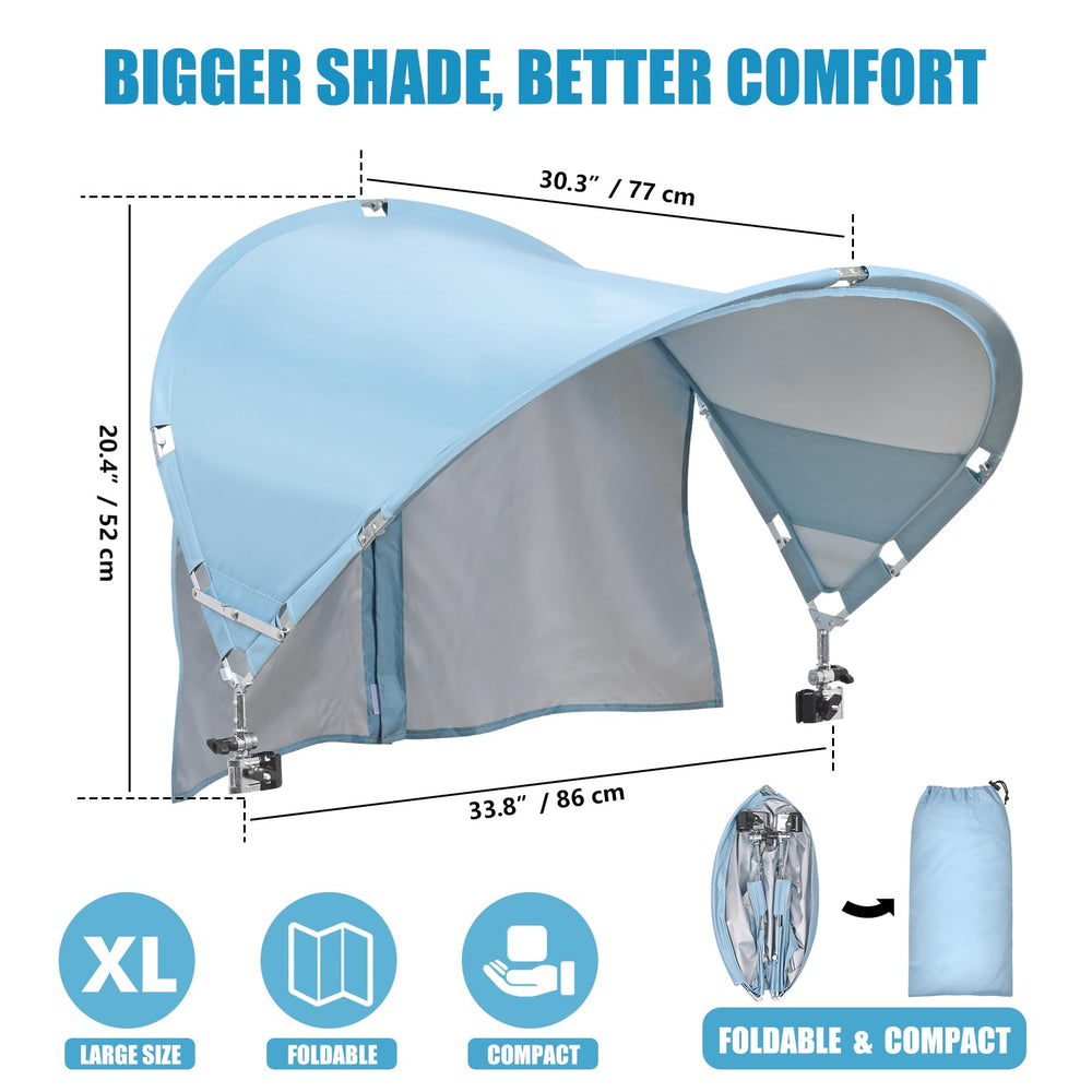 Reyzaa XL chair canopy adjustable clamp secures shade on multiple chair frames