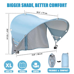 Reyzaa XL chair canopy adjustable clamp secures shade on multiple chair frames