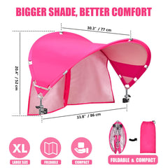 Reyzaa XL chair canopy angled setup showcases adjustable shade for outdoor comfort