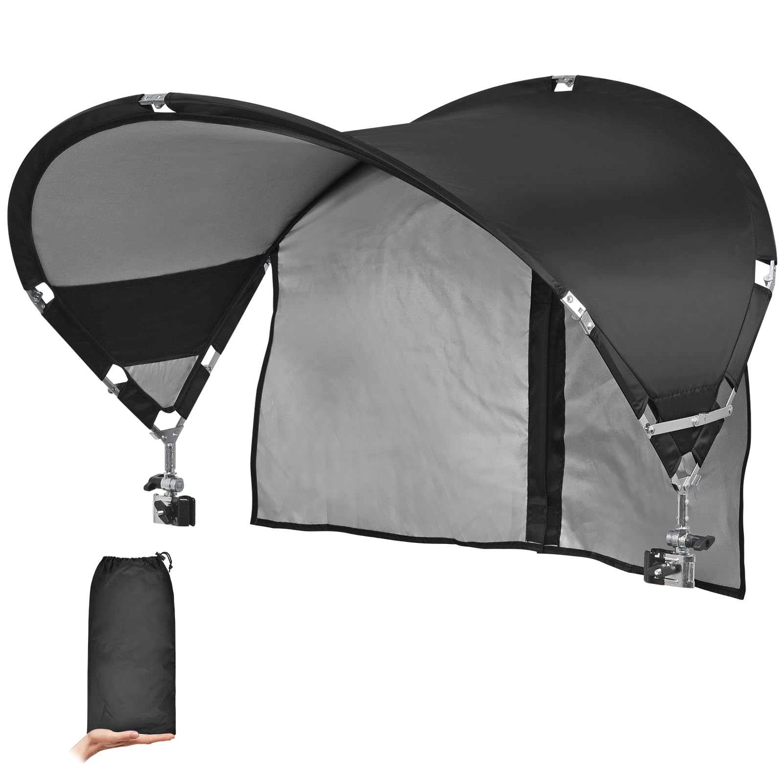 Reyzaa XL chair canopy attached to a lounge chair delivering UV shade