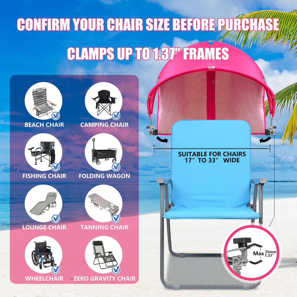 Reyzaa XL chair canopy back-vent flap demonstrates flexible coverage and ventilation