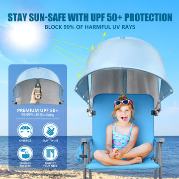 Reyzaa XL chair canopy back flap ventilation for breathable shade options