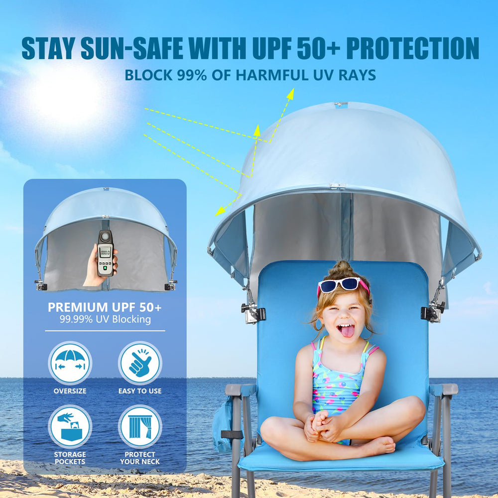 Reyzaa XL chair canopy back flap ventilation for breathable shade options
