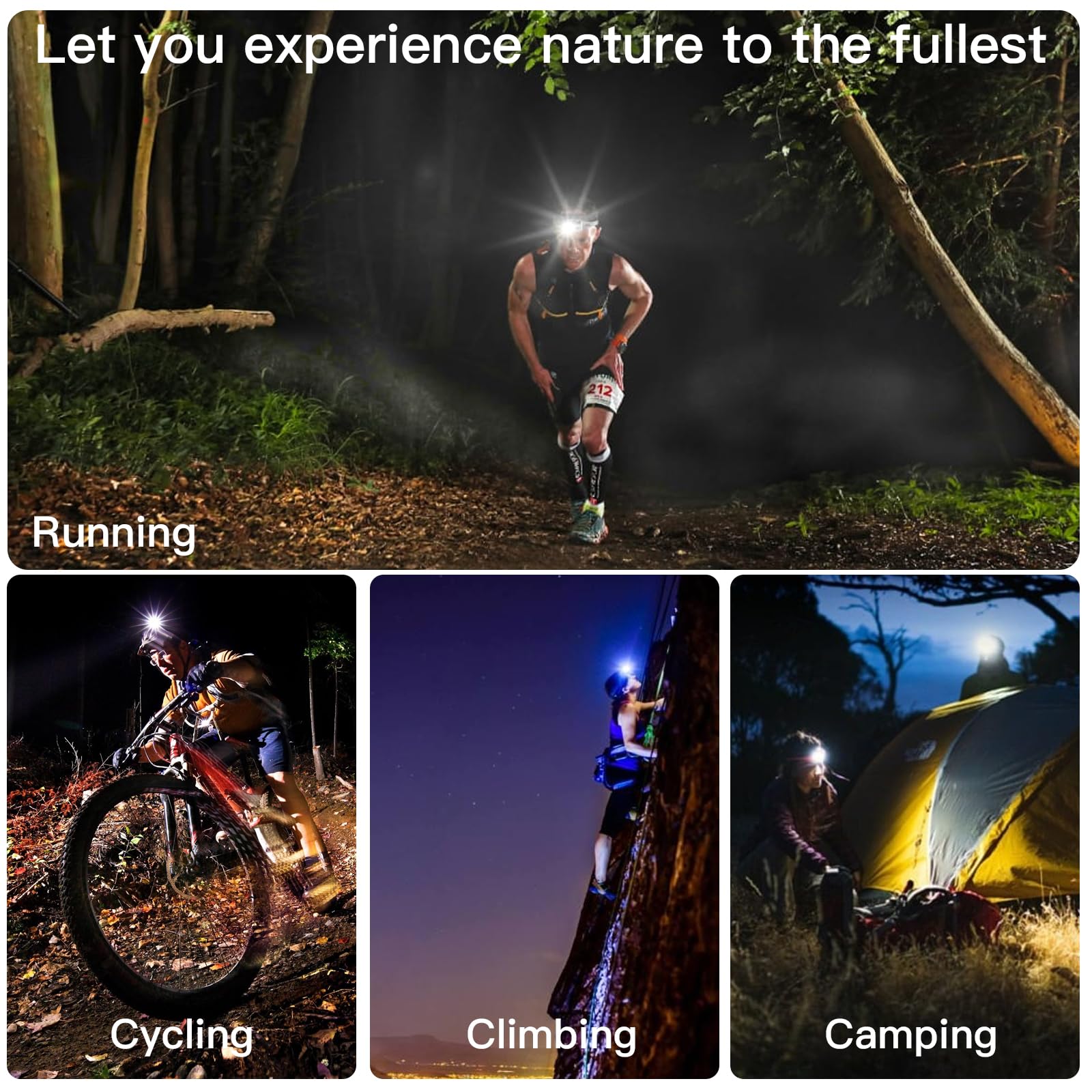 RFIUCH headlamp IP67 waterproof design resists rain and splashes