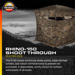 Rhino Blinds R150-RTE camouflage Realtree Edge emphasizes concealed field setup