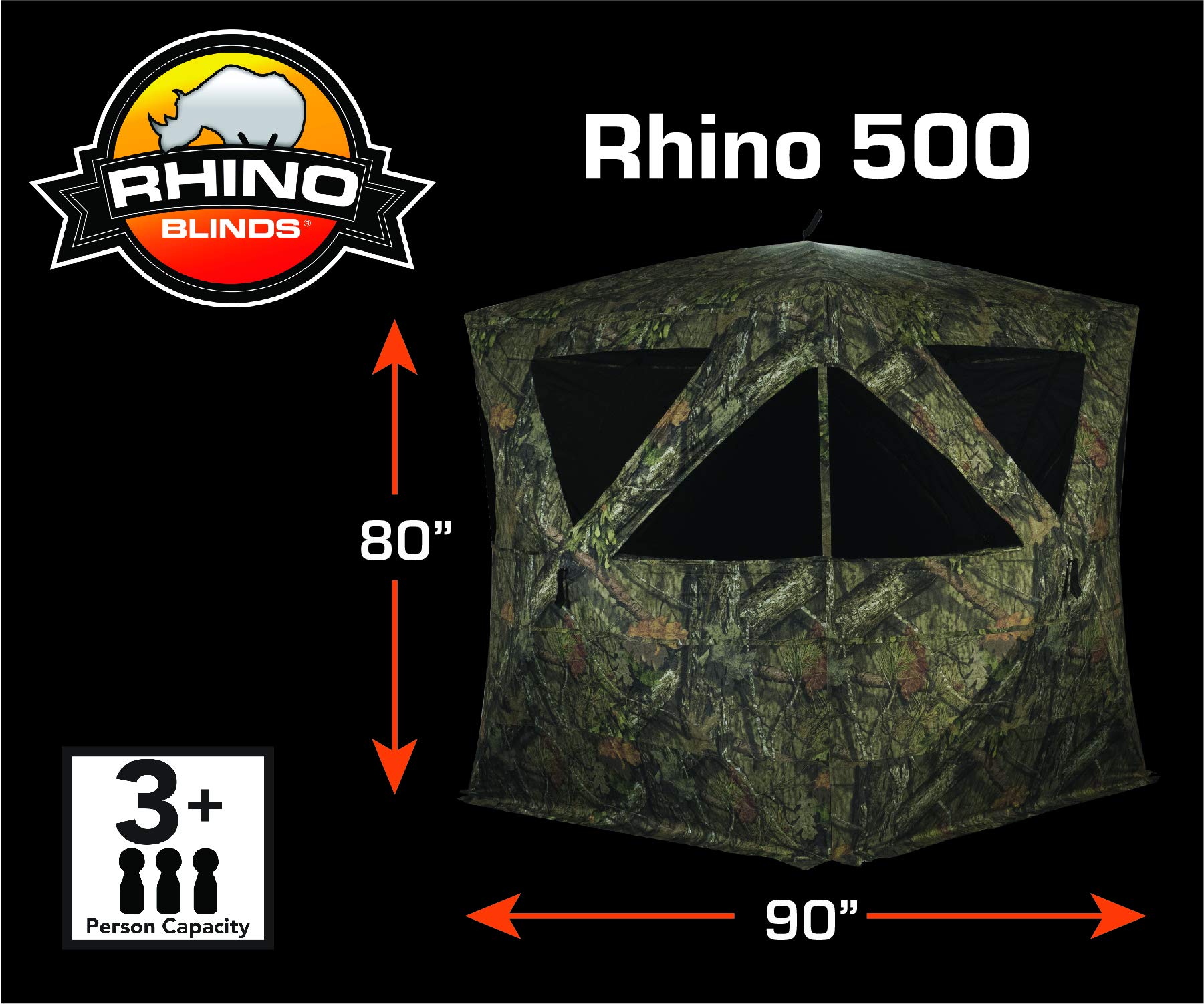 Interior view of RHINO Blinds R500-MOC reveals 80-inch height and roomy space.