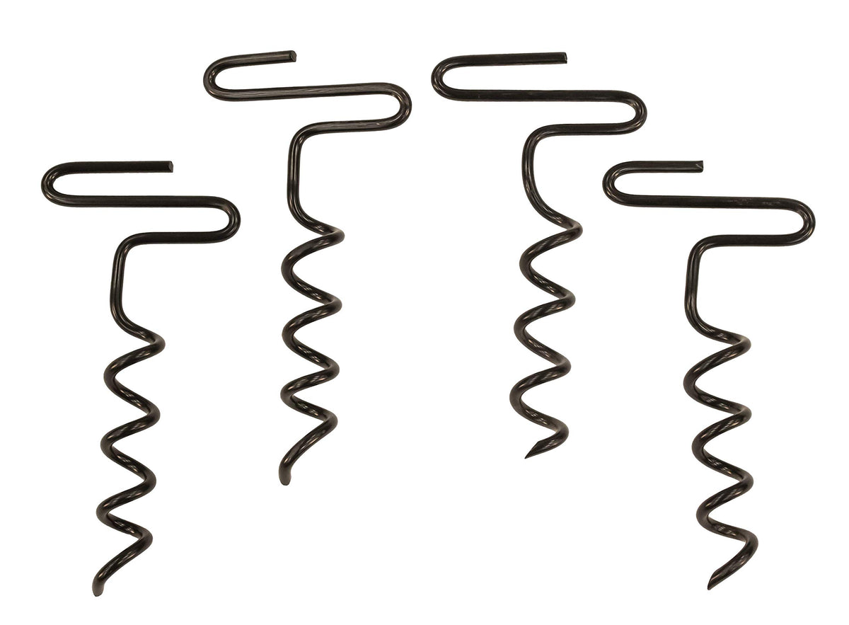 RHINO OUTDOORS auger stakes 4-pack ready for quick ground anchoring.