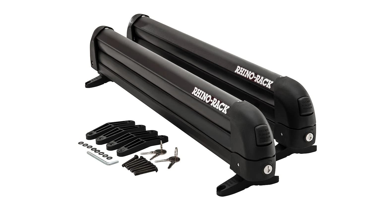Locking arms with keys on the Rhino-Rack SKI ARM4PR for secure transport