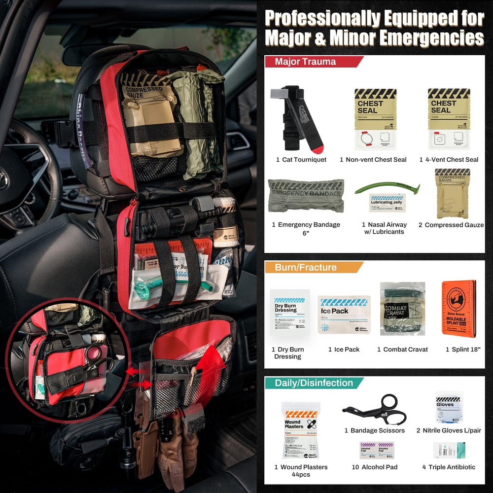 RHINO RESCUE IFAK pouch open contents for emergency care