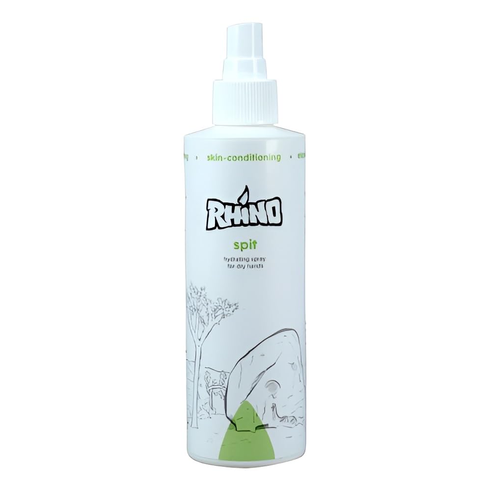 Rhino Skin Solutions Spit Hydrating Spray bottle close-up for quick hydration