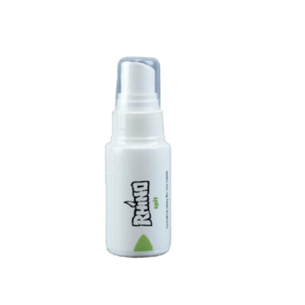 Rhino Skin Solutions Spit Hydrating Spray bottle front showing aloe-based hydration for climbers.