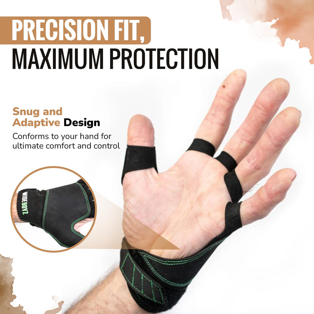 Padding close-up on Wideboyz crack gloves emphasizes protection against abrasions.
