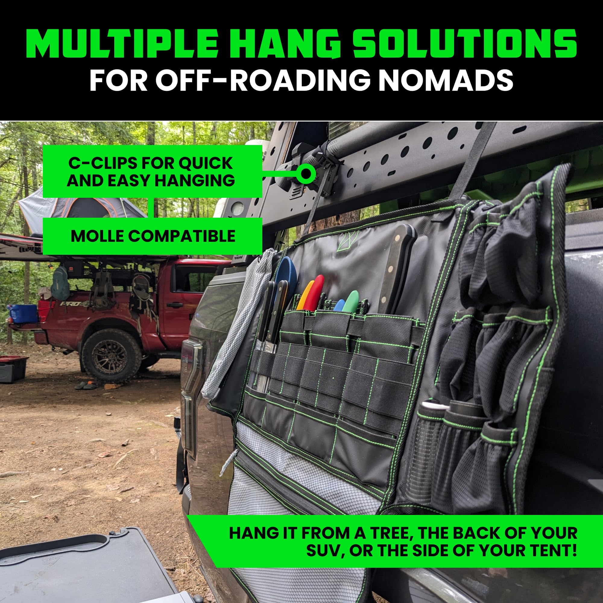 Rhino USA Camping Kitchen Organizer detachable pockets for flexible table prep