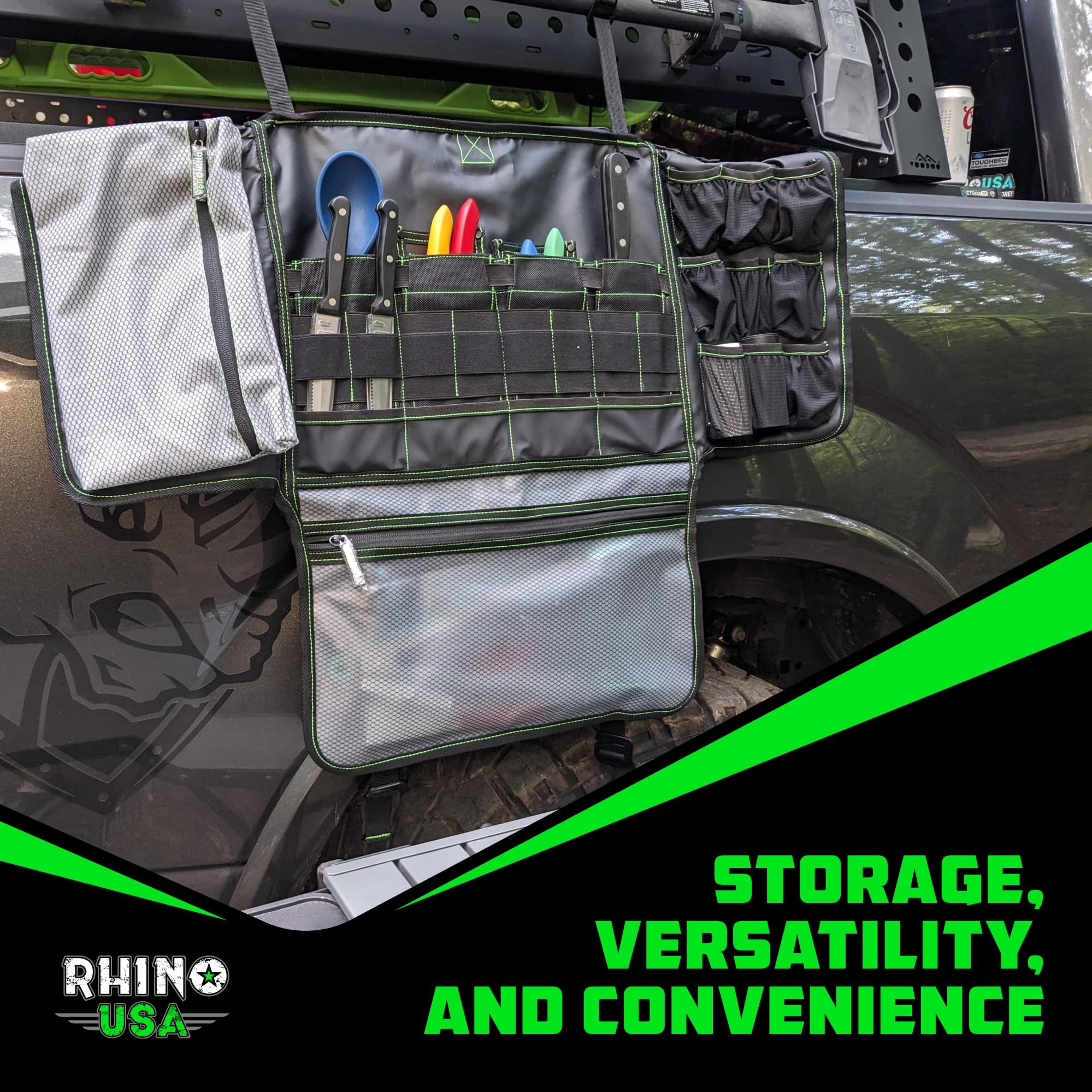 Rhino USA Camping Kitchen Organizer reinforced knife sheaths for safety