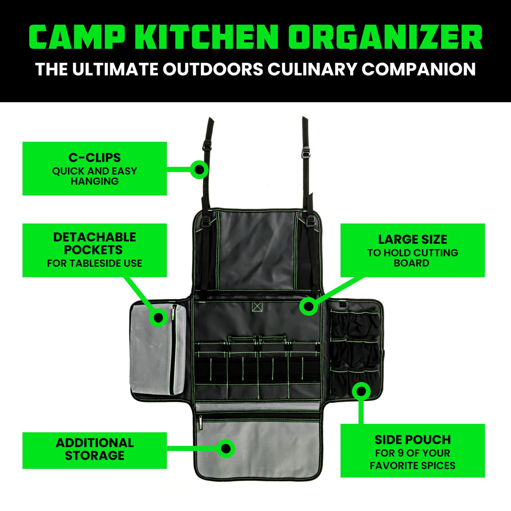 Rhino USA Camping Kitchen Organizer demonstrates MOLLE attachment versatility for gear