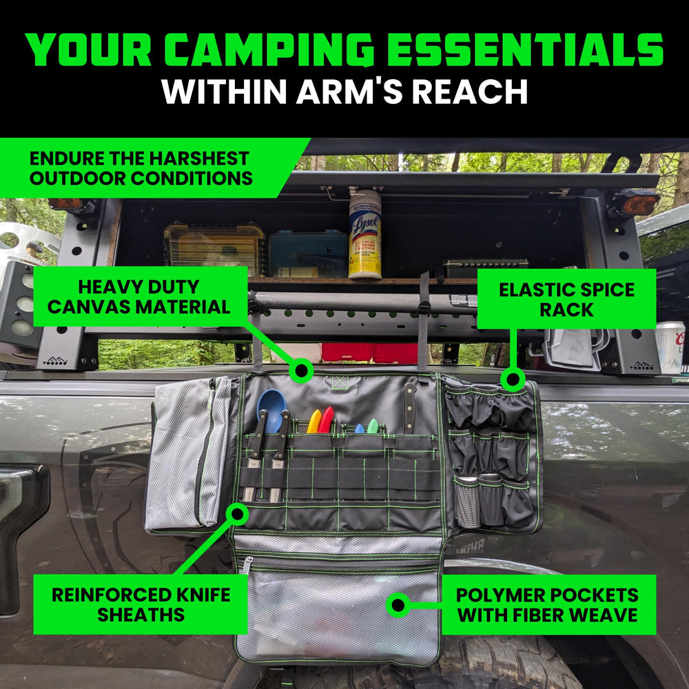 Rhino USA Camping Kitchen Organizer side pocket keeps utensils within reach