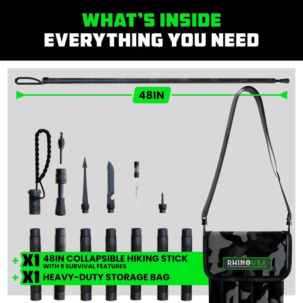 Rhino USA survival-kit contents include knife and fire starter for outdoor readiness.