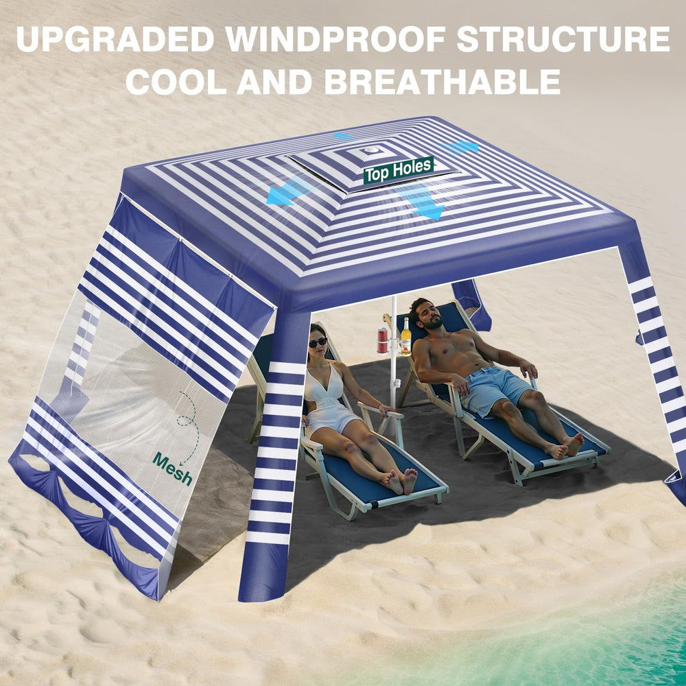 Rhino Valley Beach Cabana 64sqft shade covers family beach time.