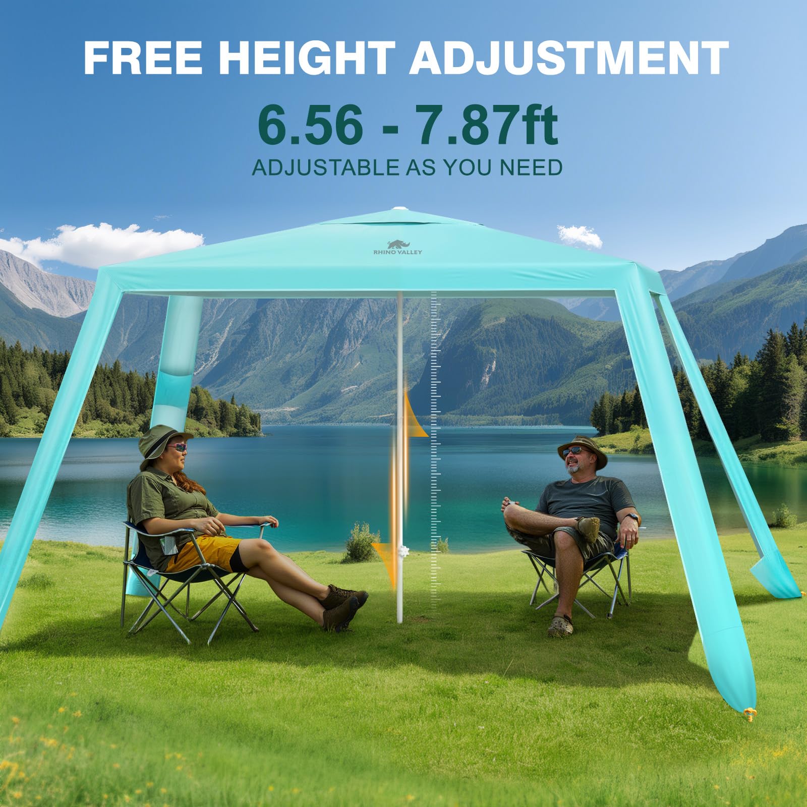 Rhino Valley Beach Cabana wind-stable design helps you stay shaded in breeze.