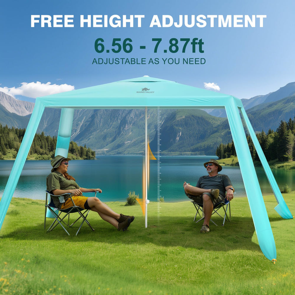 Rhino Valley Beach Cabana wind-stable design helps you stay shaded in breeze.