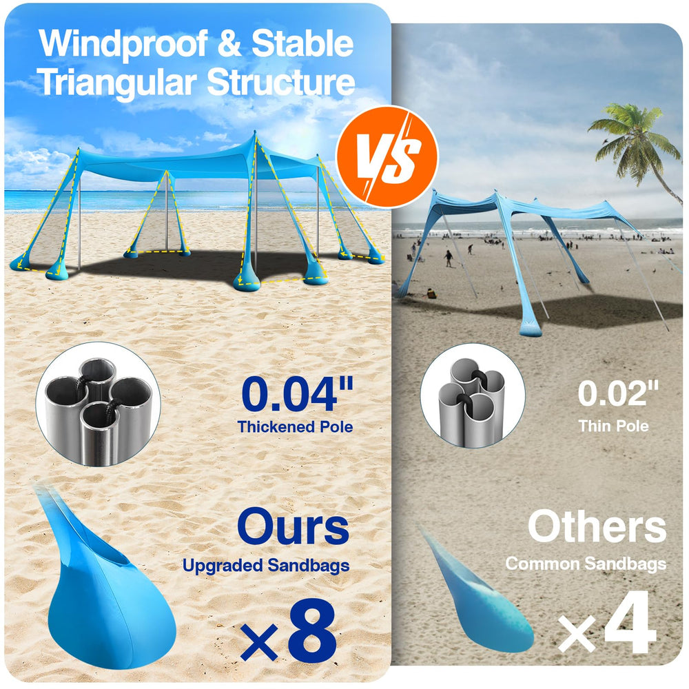 Rhino Valley Beach Tent side view showing spacious shelter on the sand