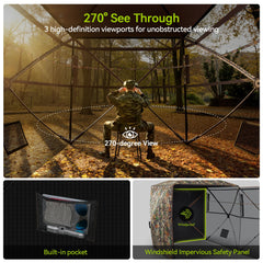 Rhino Valley hunting blind mesh panels 270 provide unobstructed peripheral sightlines.
