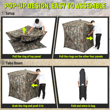 Rhino Valley hunting blind portable design with carrying bag for easy transport.