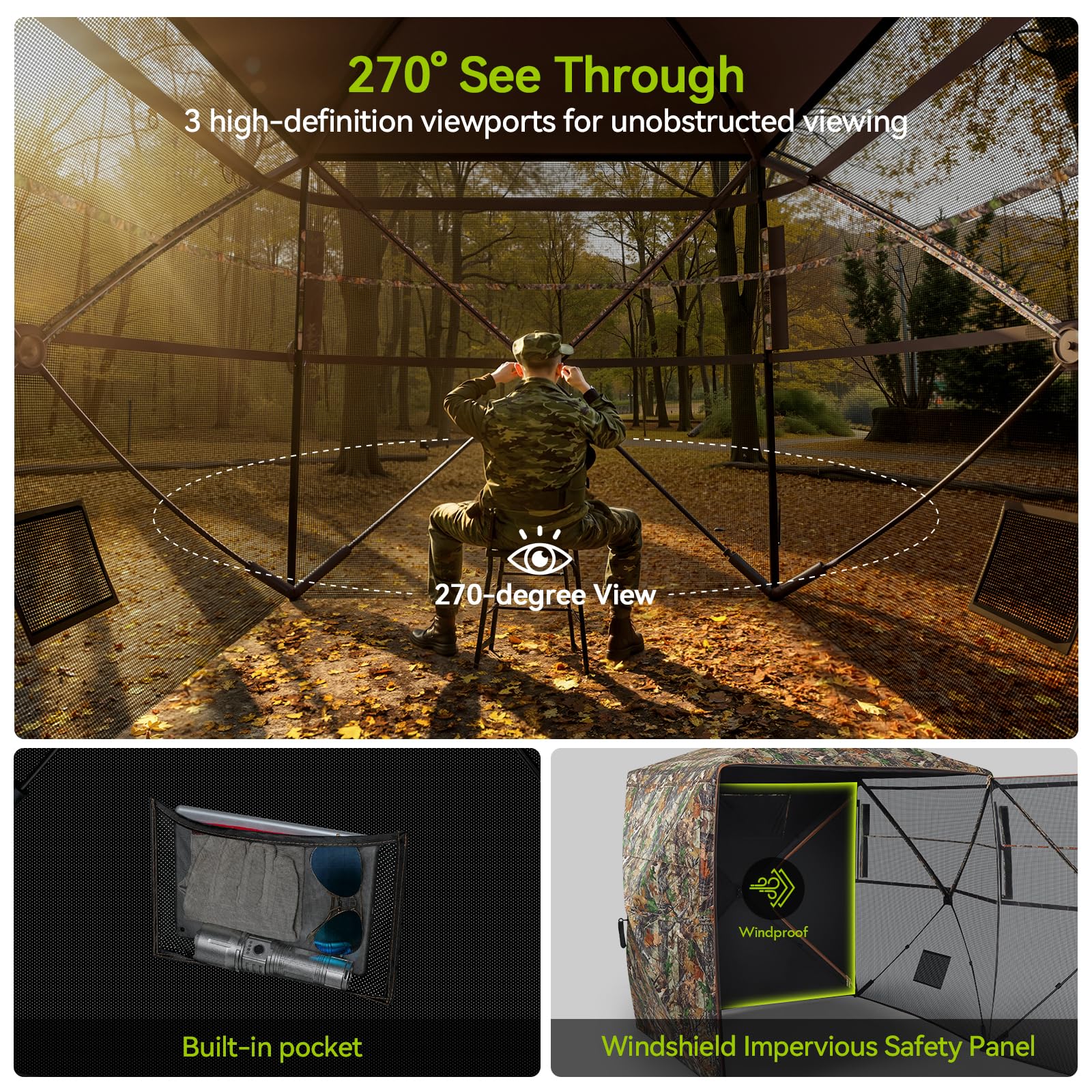 Rhino Valley hunting blind shown during quick pop-up setup for fast deployment