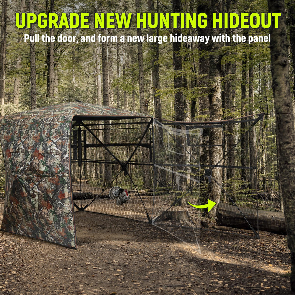 Rhino Valley hunting blind silent magnetic door keeps the hunt quiet and discreet.