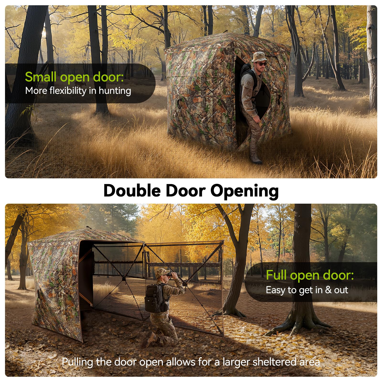 Rhino Valley hunting blind features quiet zipper for minimal wildlife disturbance