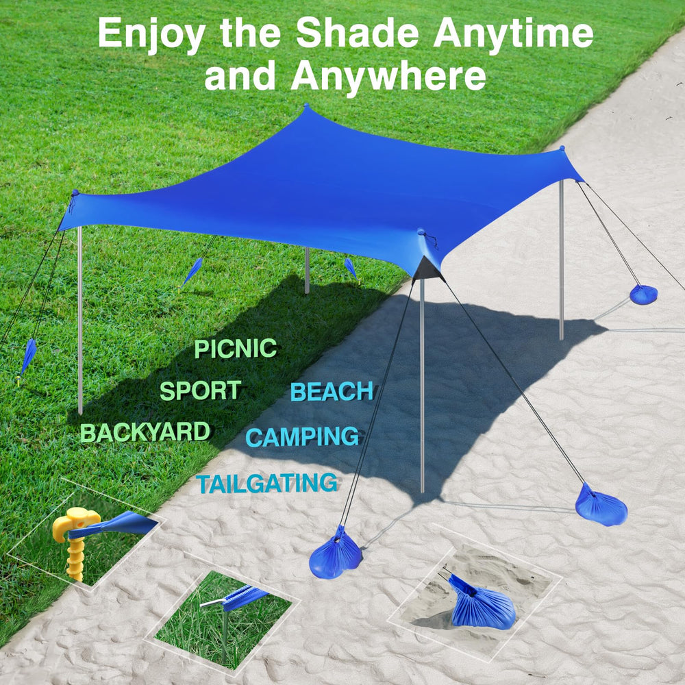 Rhino Valley beach canopy covers up to eight people comfortably