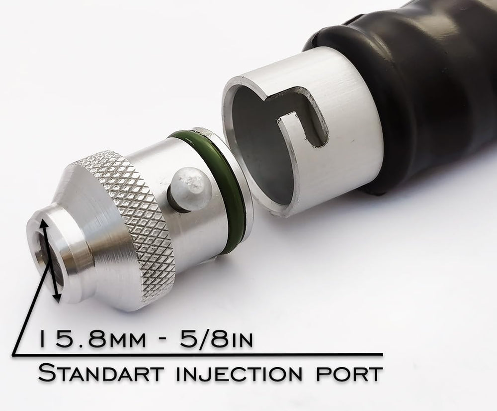 Ribbed grip around injector for comfortable handling
