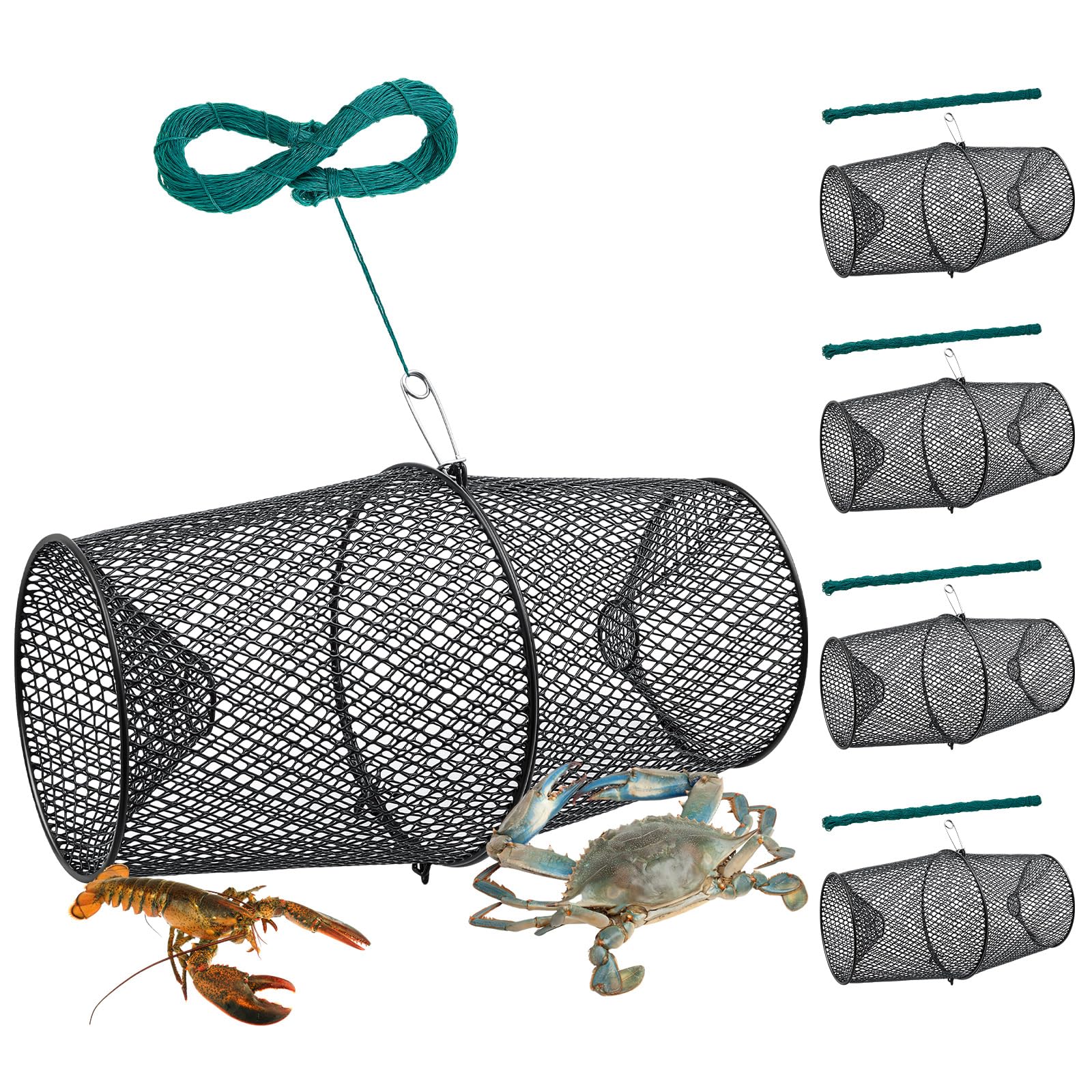 Ribbonlic 4-set crawfish traps with spring clips - front view