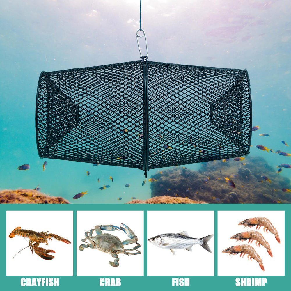 Black crawdad traps with sturdy metal construction