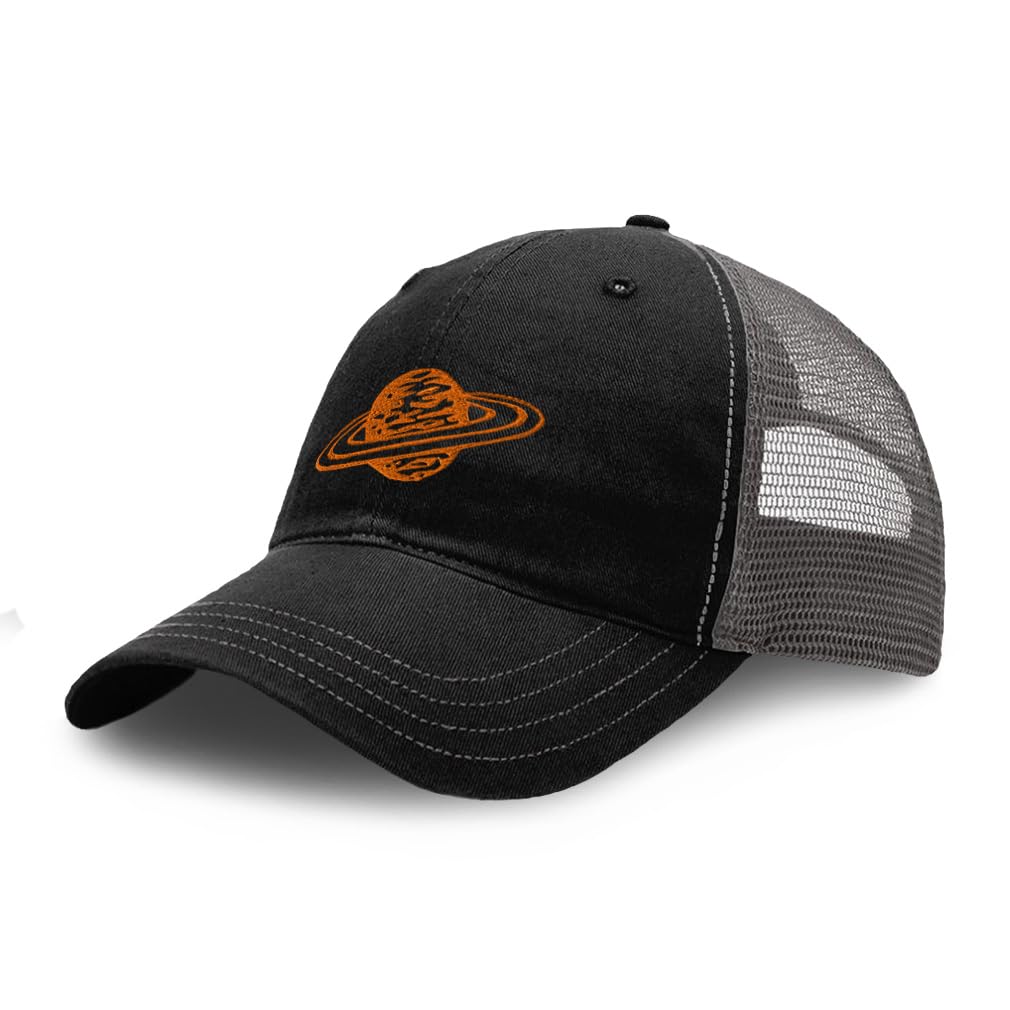 Front view of Richardson soft mesh cap with Saturn silhouette embroidery