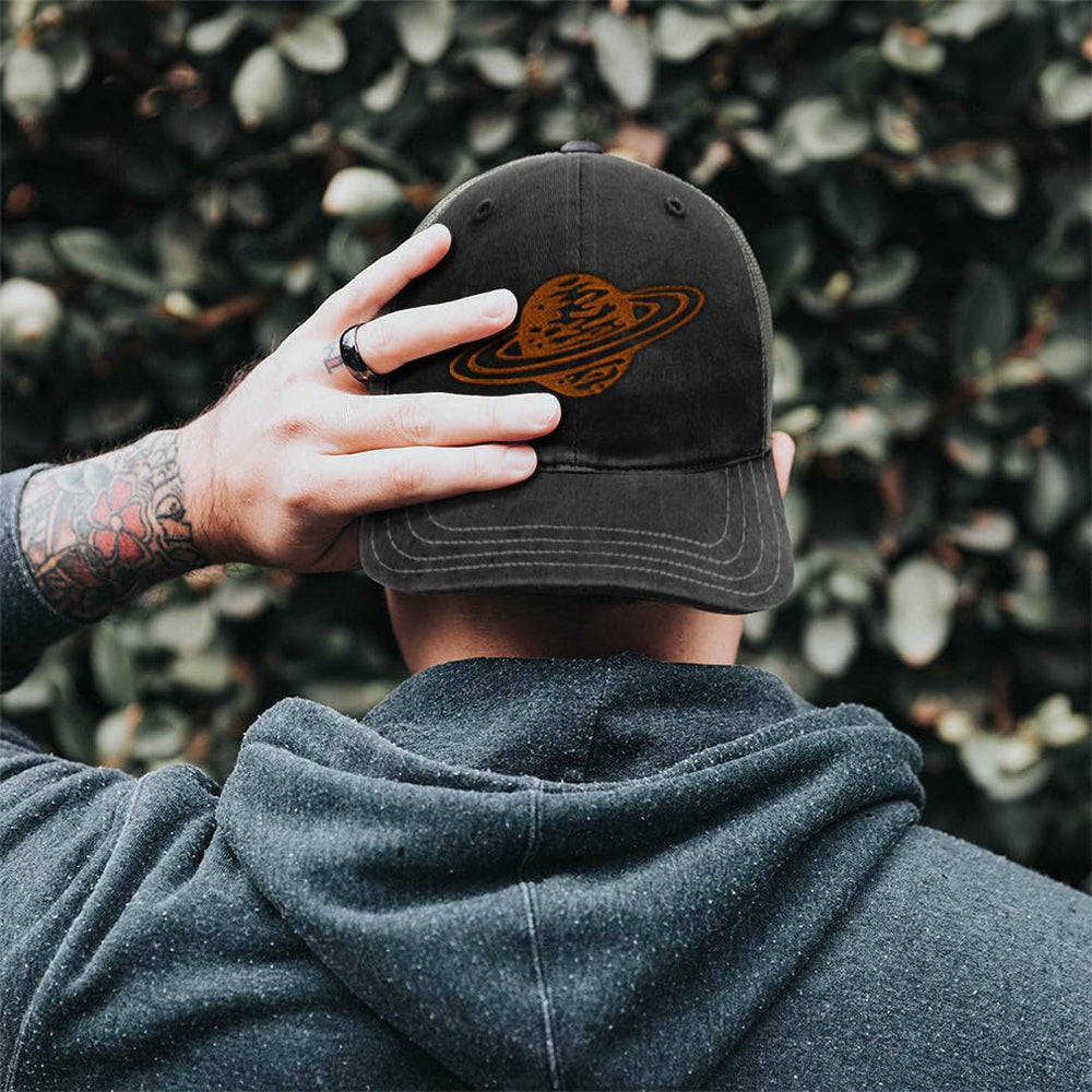 Side angle showing 100% cotton mesh trucker cap