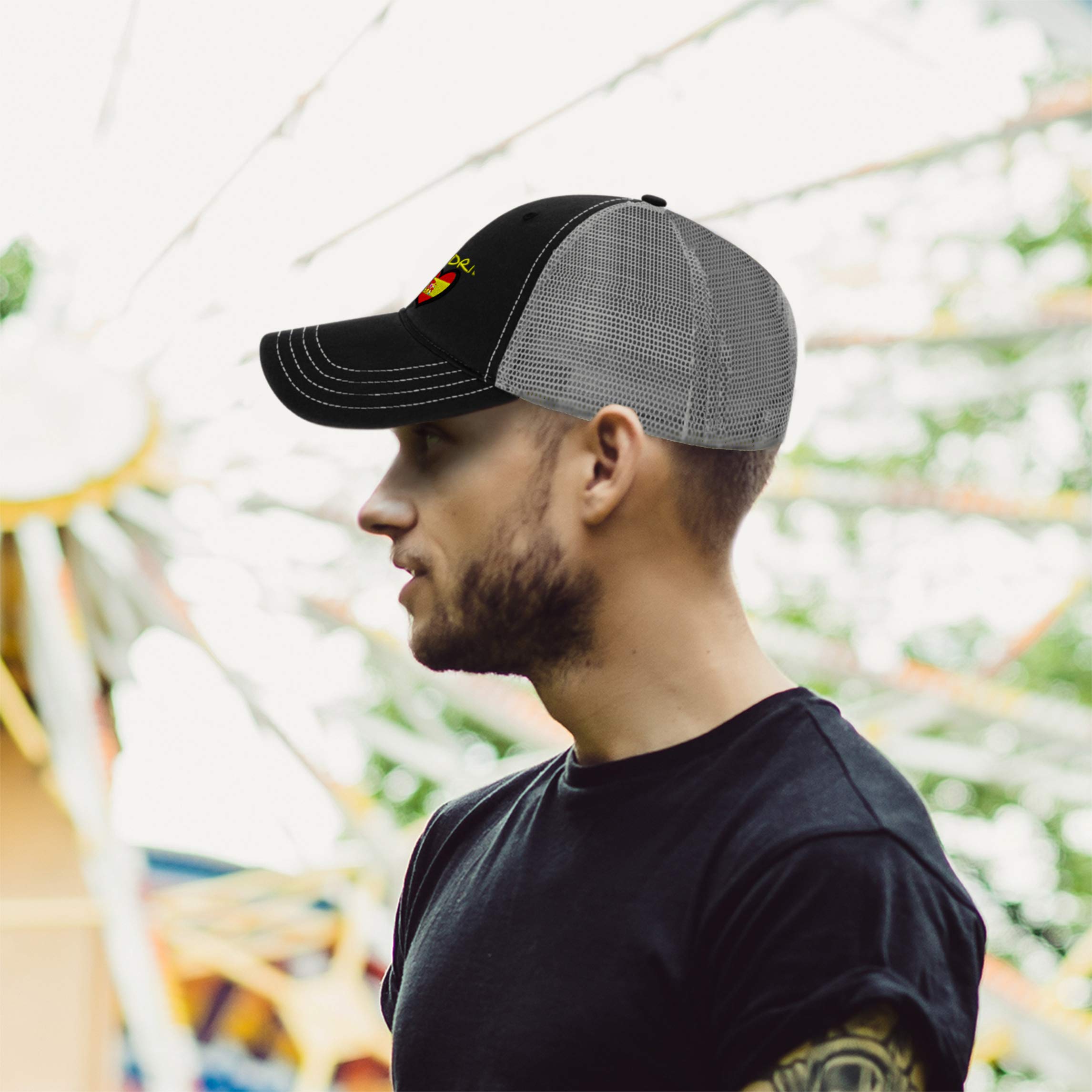 Spain flag Madrid embroidery on breathable mesh trucker hat