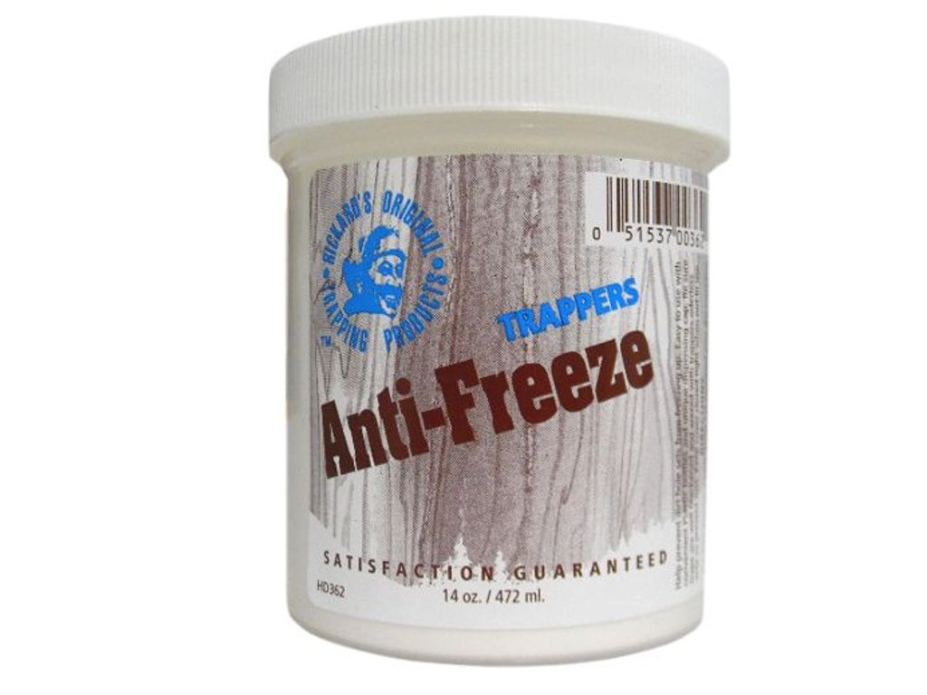 Rickard's Trappers Antifreeze Multi bottle attracting deer and masking human scent.