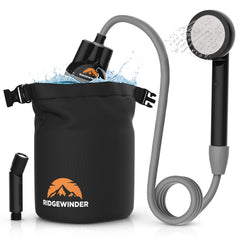ridgewinder portable shower rainfall head delivers a refreshing outdoor rinse after hiking