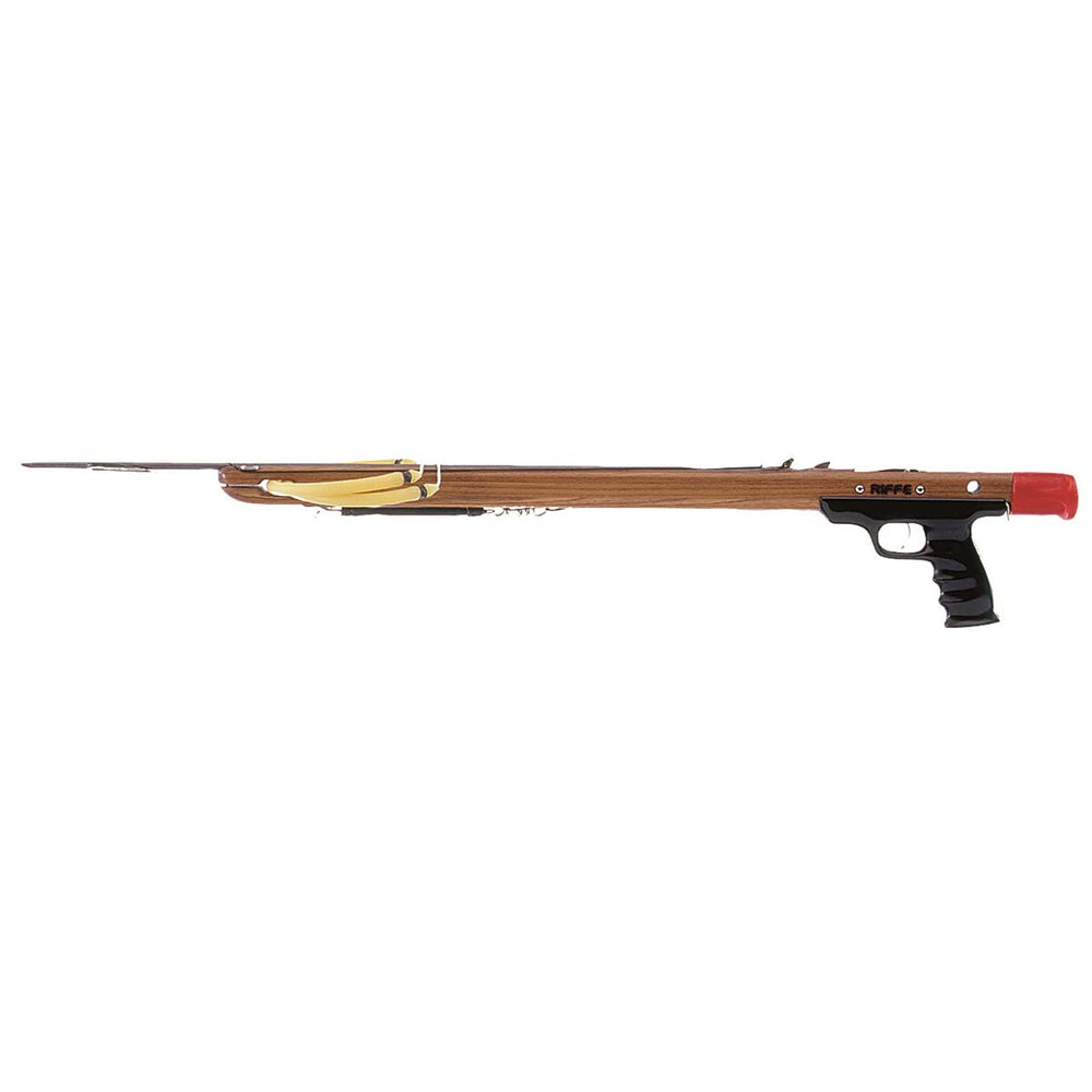 Riffe Mahogany Competitor 2-45in shaft and bands demonstrate stable aiming and power.