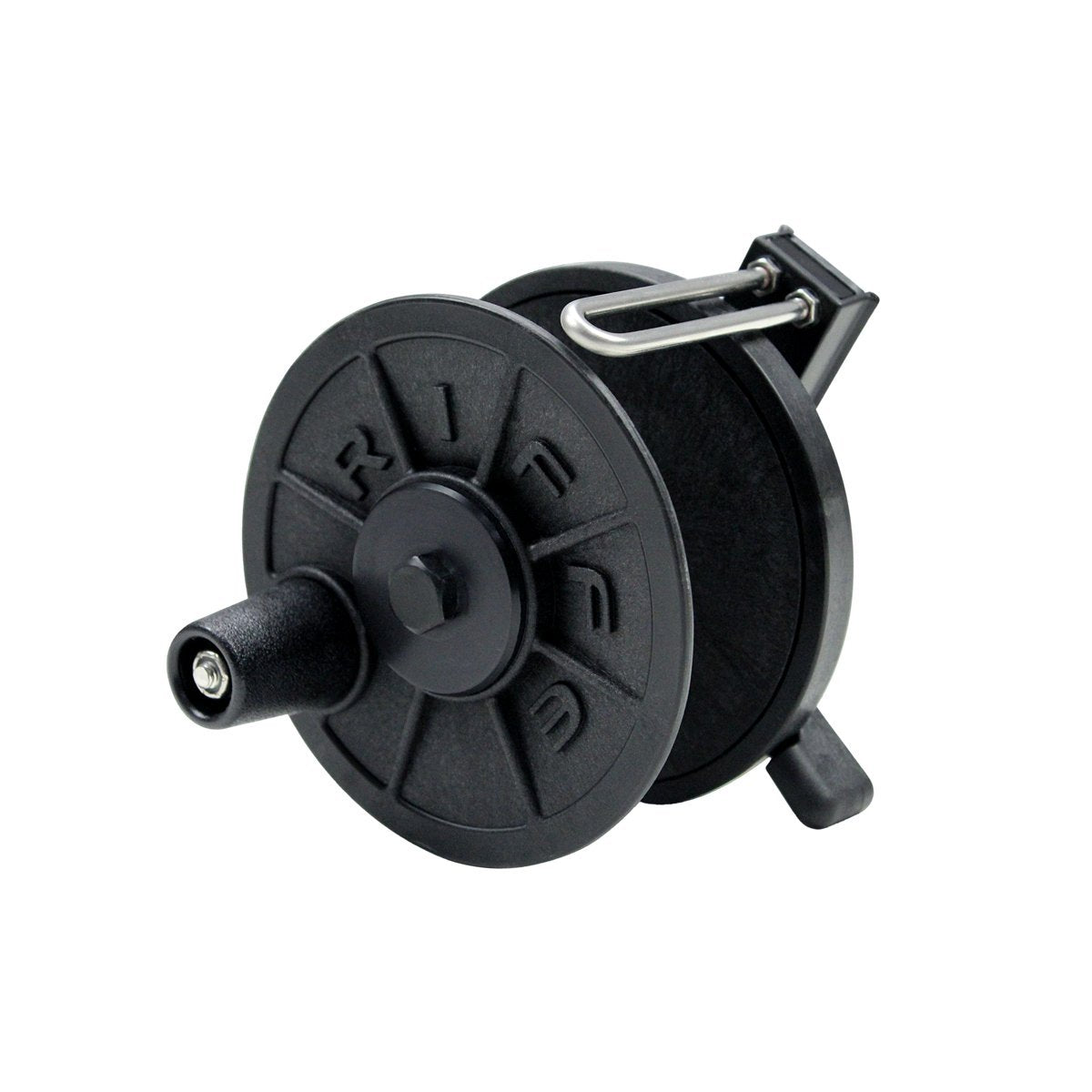 Riffe N.F. reel with low-profile design and durable nylon-fiberglass body.