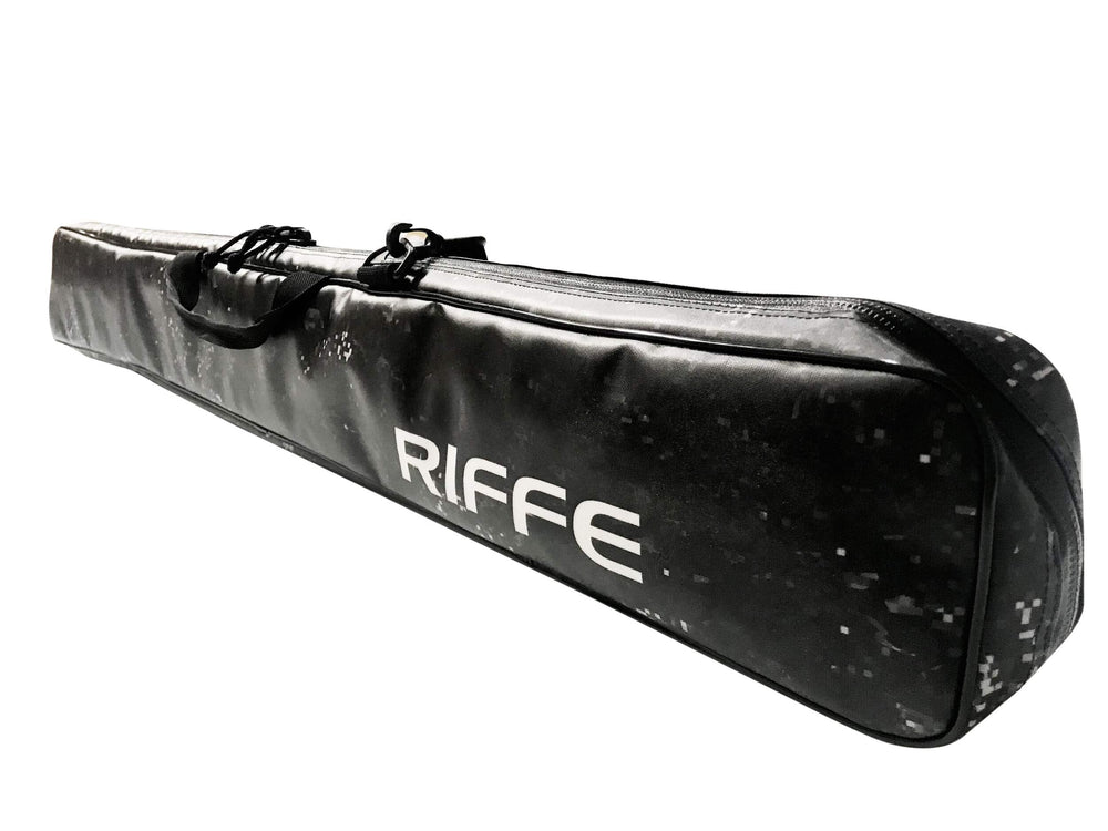 Riffe Slinger bag elastic webbing secures pole spear sections during travel