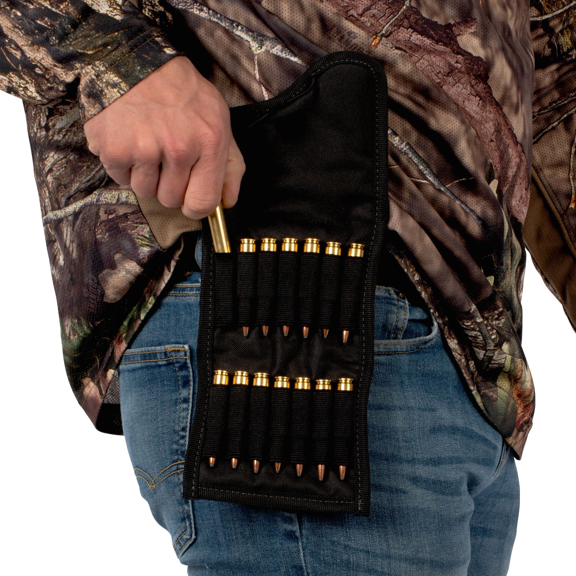 Rifle ammo pouch with four shell loops capacity