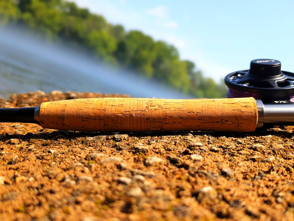 Contoured cork grip with permanent fighting butt