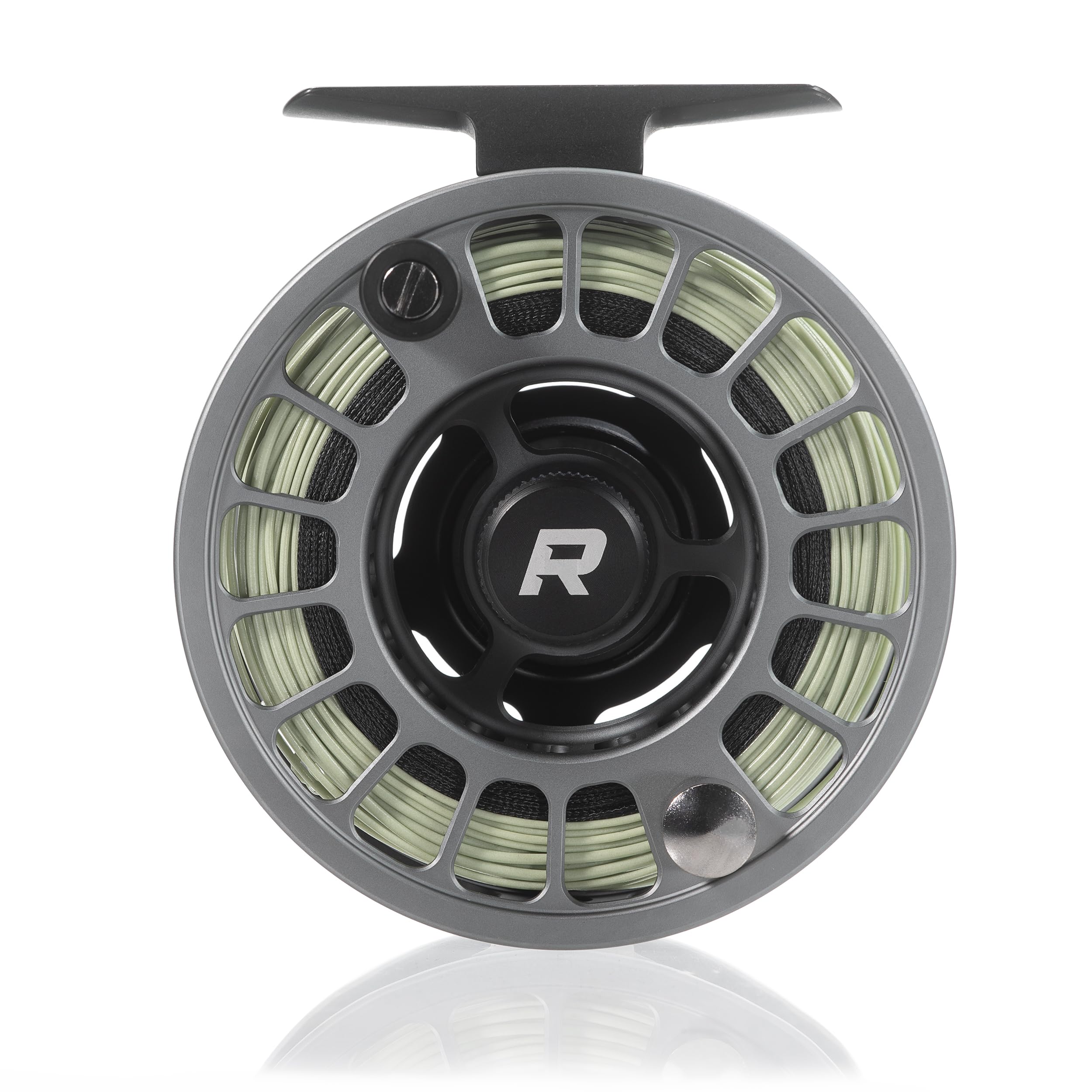 RIFT Breach v2 reel back view highlighting corrosion-resistant anodized finish.