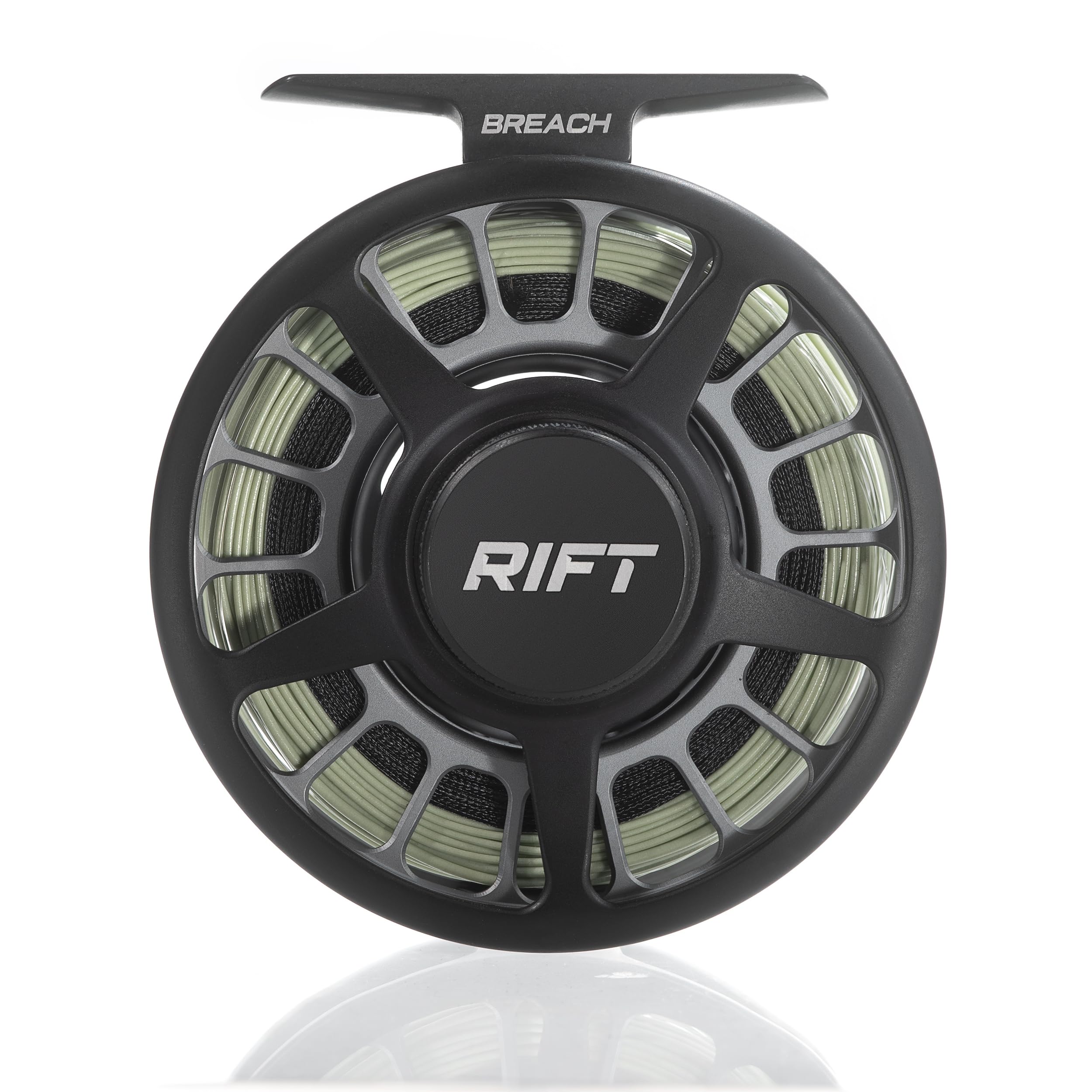 RIFT Breach v2 reel side dial closeup with large drag knob for on-the-fly tuning.